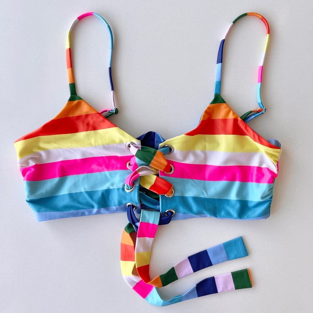 Mara Hoffman Scarlett Lace-up Bikini Top Size Medium